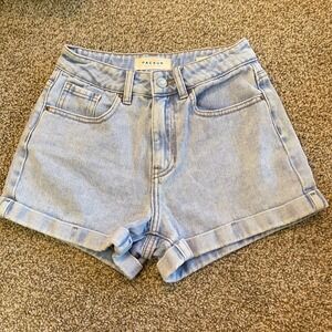 Vtg Y2K PACSUN Denim Shorts MOM SHORT JORTS sz 23 booty skater 90s highwaisted